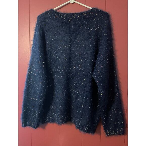 NEW Davi & Dani Size Large Blue Fuzzy Sweater - Picture 4 of 13